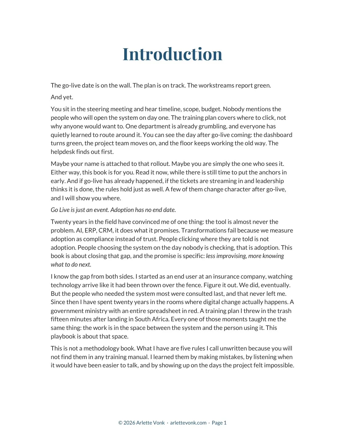 Introduction, first page: how I started on the other side of the fence